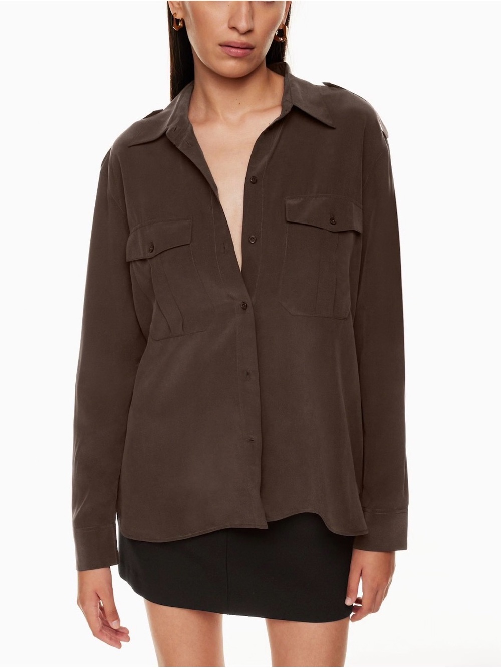 Aritzia Babaton Claudel silk viscose brown shirt